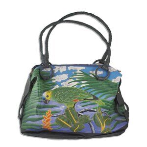 Handmade Amazon Parrot Leather Tote Bag